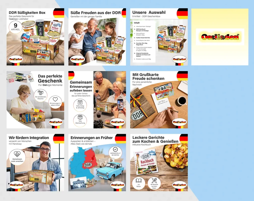 Ossiladen DDR Süßigkeiten Box – Sortiment Bilder für Onlineshop Produktfotos