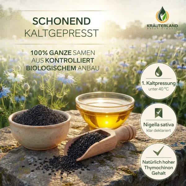 Amazon produktfotos Kräuterland Schwarzkümmelöl