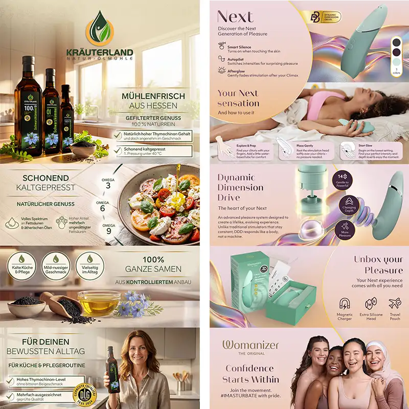 Amazon A+ Content Design für Produktvorteile, Vergleichsmodule, Markenwirkung und mehr Vertrauen.