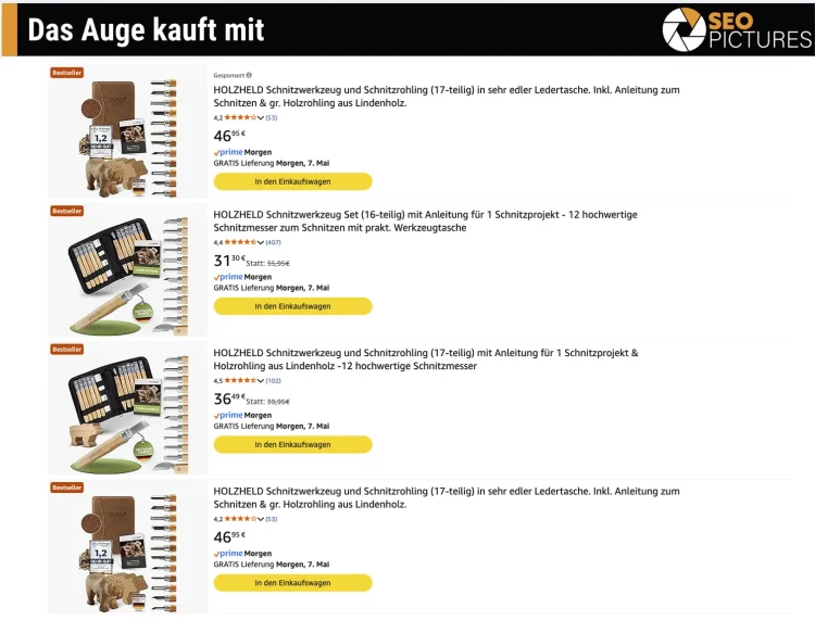 Bestseller auf Amazon - Holzheld - Schnitzwerkzeug - Amazon Produktfotos